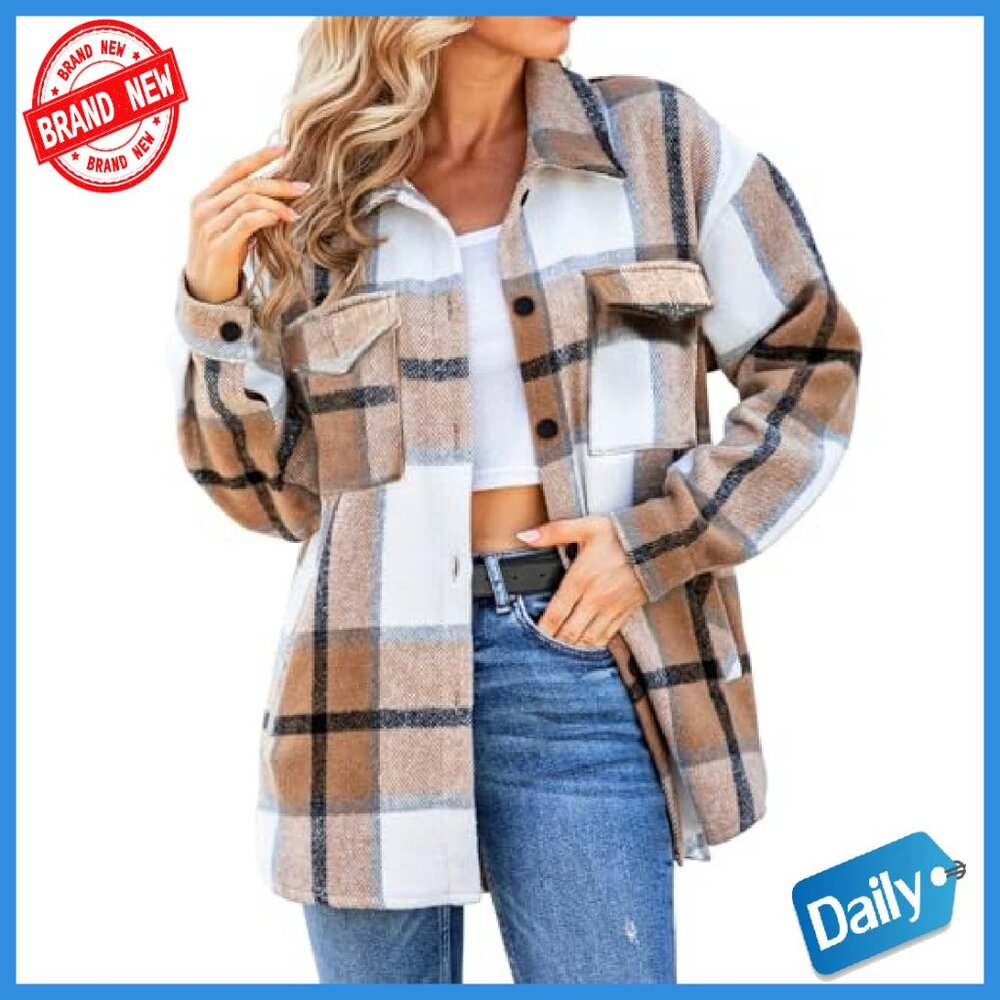 Soft Flannel Shacket Jacket Button Down Blouse Ch… - image 2